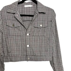 Nic & Jo Plaid Cropped Jacket Black & Red Size Small